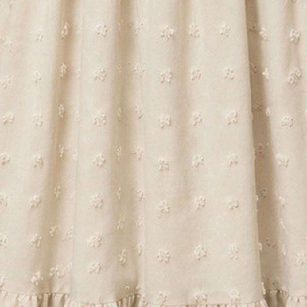 Cream Swiss Dot Maxi Dress Smocked Waist Pearl Button V-Neck Flutter Sleeve - Picture 3 of 8